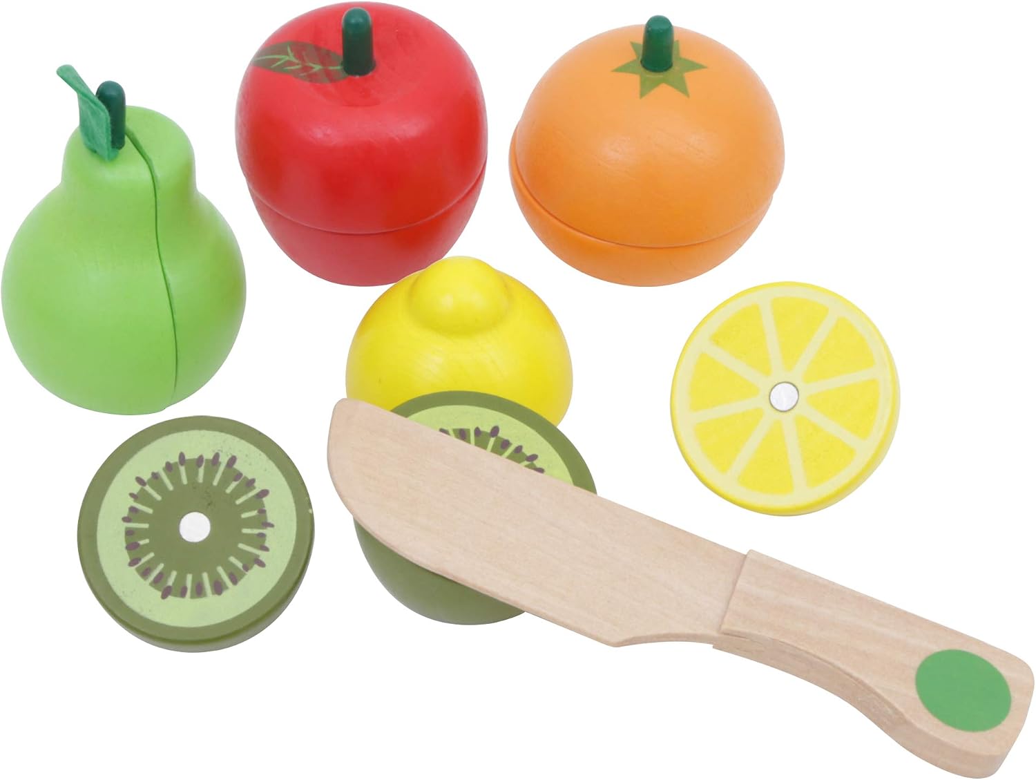TOWO Wooden Food Cutting Game, Wooden Play Food Fruit Toys and Vegetables Cutting Toys for 3 Years Old, Green, Red, Yellow - Image 3