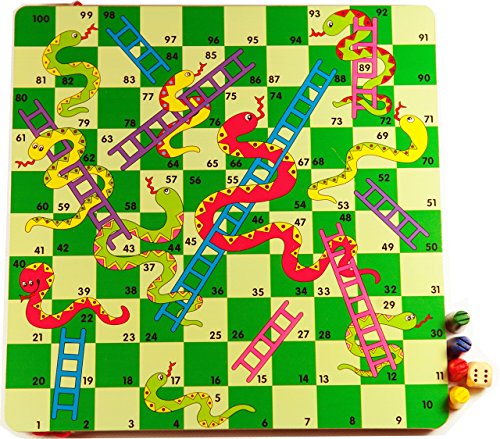 TOWO Wooden Snakes and Ladders and Elephant Magnetic Labyrinth 2 in 1 Board Game - Wooden Board Game and Labyrinth Puzzle Board for Children Wooden Toys for 3 Year olds Kids