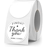 FINDAT White Round Thermal Labels 1.5 Inch Vinyl Circle Waterproof Direct Printer Sticker Self-Adhesive Perforated Name Tag for Logo DIY QR Design Office Address 500 PCS