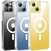 TORRAS Magnetic Shockproof for 14/for 13 Case, Military Grade Drop Protection, Fit for MagSafe, Hard PC Anti-Scratch Case for 13/14 Case, Anti-Yellowing Diamond Clear