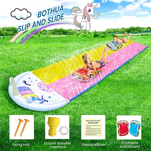 BOTHUA Slip and Slide, Slip n Slides with 2 Bodyboard for Kids and