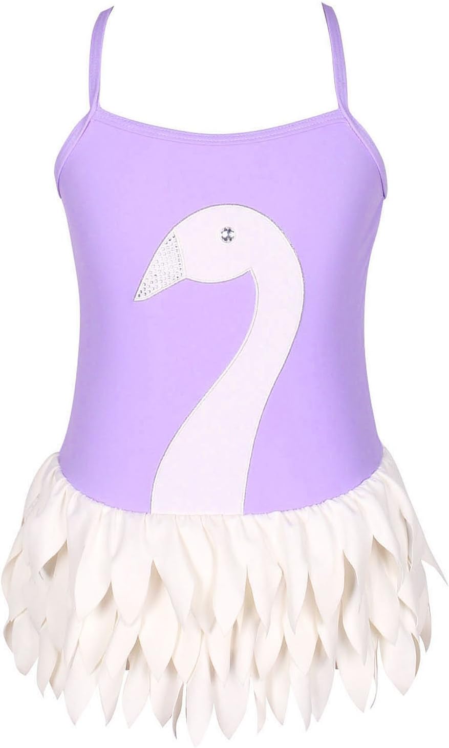 qyqkfly Adjustable Swan Girls Bathing Suits 3Y-12Y One Piece Ballet Style Girls Swimsuit (FBA)
