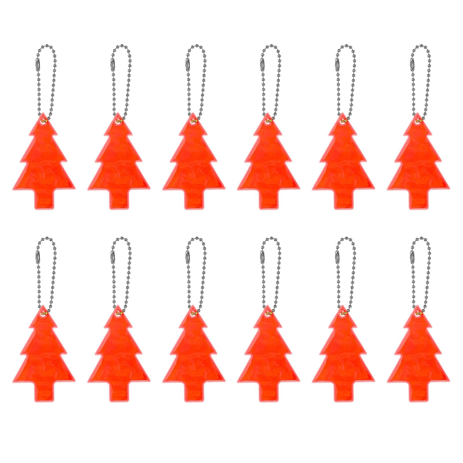 PATIKIL Reflective Keychain Tags, 12 Pack Reflective Pendant PVC High Visibility Reflector Key Ring Safety Reflector for Backpack Cycling Walking, Orange-red