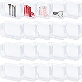 DIBALIYI 20 Pcs Clear Makeup Bag, PVC Toiletry Bag for Travel, Waterproof Transparent Cosmetic Bag with Zipper, Portable Plastic Pouch Organizer Storage Case for Women Men Vacation Bathroom (White)