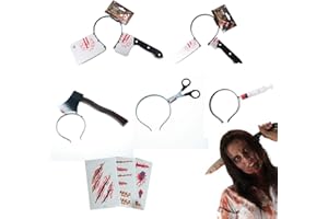 NANSHINE Halloween Scary Weapon Headbands Set 8 PCS Plastic Simulation Props Headbands Accessories Tricky Funny Costumes Party Supplies