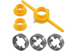 NADUSEP 6 Pcs PVC Thread Maker Tool, Pipe Threader Plumbing Tool Kit Plastic Pipe Round Die with 3 Dies 1/2", 3/4" and 1" NPT Die Manual Hand Tool for PVC Threading