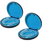 Maoerdental 2PCS Retainer Case Compatible with Invisalign,Aligner Case | Cute Slim Size Aligner Case for Travel,Customized Magnetic Closure,Soft Silicone Pad(2 Pack Black + Blue Silicone)