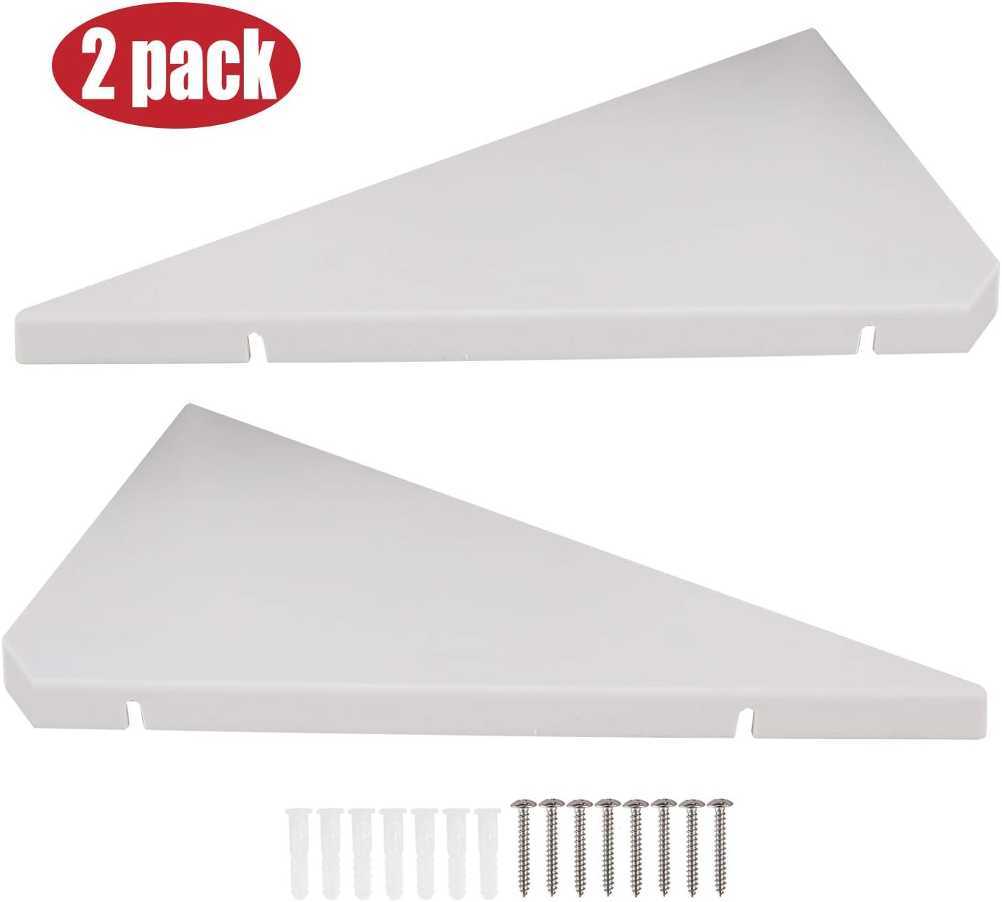 Evron Corner Mounting Shelf,Easy to Install Wall Corner Shelf,Set of 2 (White Wood Striped with Hole Pattern): Kitchen & Dining