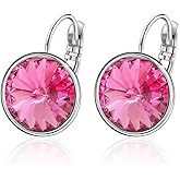 XUPING Crystal Earrings for Women Gorgeous Fashion Round Austrian Gemstone Hoop Leverback Drop Earring Sparkling Jewelry Party Gifts