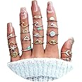 Dcfywl731 Gold Knuckle Rings Set for Women Gifts Trendy Stuff Stackable Moon Star Finger Ring Boho Vintage Midi Cute Rings Pack Jewelry Gifts