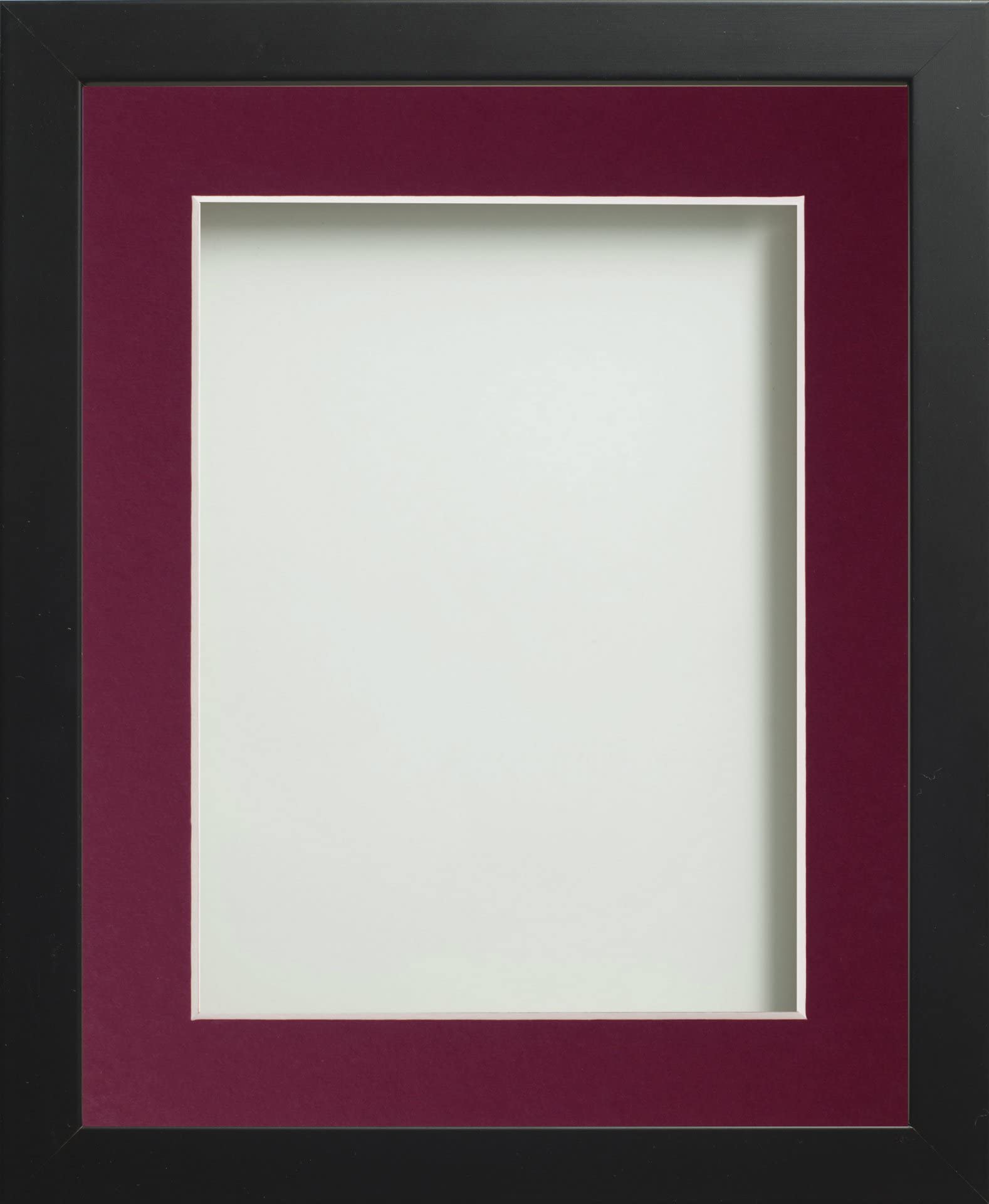 Frame Company Connolly Range Black Wooden Picture Photo Frame with Plum Mount, 20x16 for pic size 16x12 *Choice of Sizes* Fitted with Real Glass — image 1