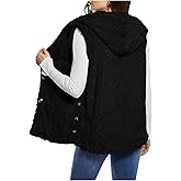 SOLY HUX Women's Button Down Fleece Hooded Outerwear Vests Sleeveless Cardigan Coat Fall Winter Clothes