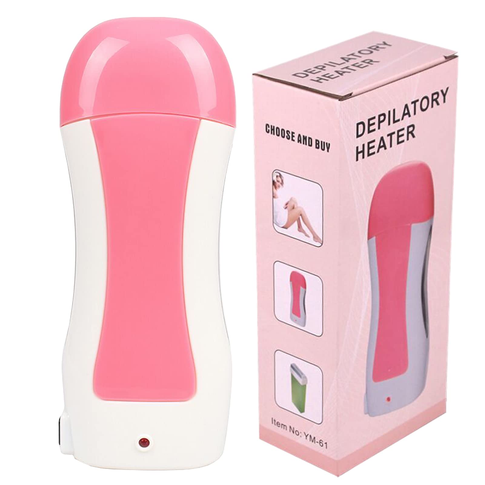 JOSBES Wax Roller Heater for Hair Removal, Roll-on Hair Removal Portable Depilatory Machine Roll On Wax Warmer, Heater Waxing for Women Men,Safe Painless,UK Plug, White+pink, 1.0 gram