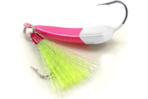 Odoor Fan 5 Pack Fishing Jig Heads, Swimbait Jigs Pompano Jigs with Teaser Hooks, Surf Fishing Jigs Saltwater Jig Heads Stand Up Jig High Carbon Steel O'Shaughnessy Hooks jigs