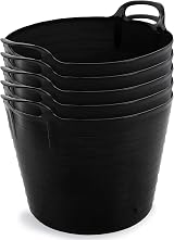 Neat 42L Flexi Tubs 5 Pack Green Large Buckets with Handles UK Made LDPE