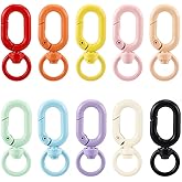 SUNNYCLUE 1 Box 20Pcs 10 Colors Swivel Keychain Clasp Colorful Keychain Clips Metal Bulk Alloy Hooks Cute Snap Hook Lobster Oval Jump Ring Keyring for Jewelry Making Key Chain Bag Purse DIY Crafts