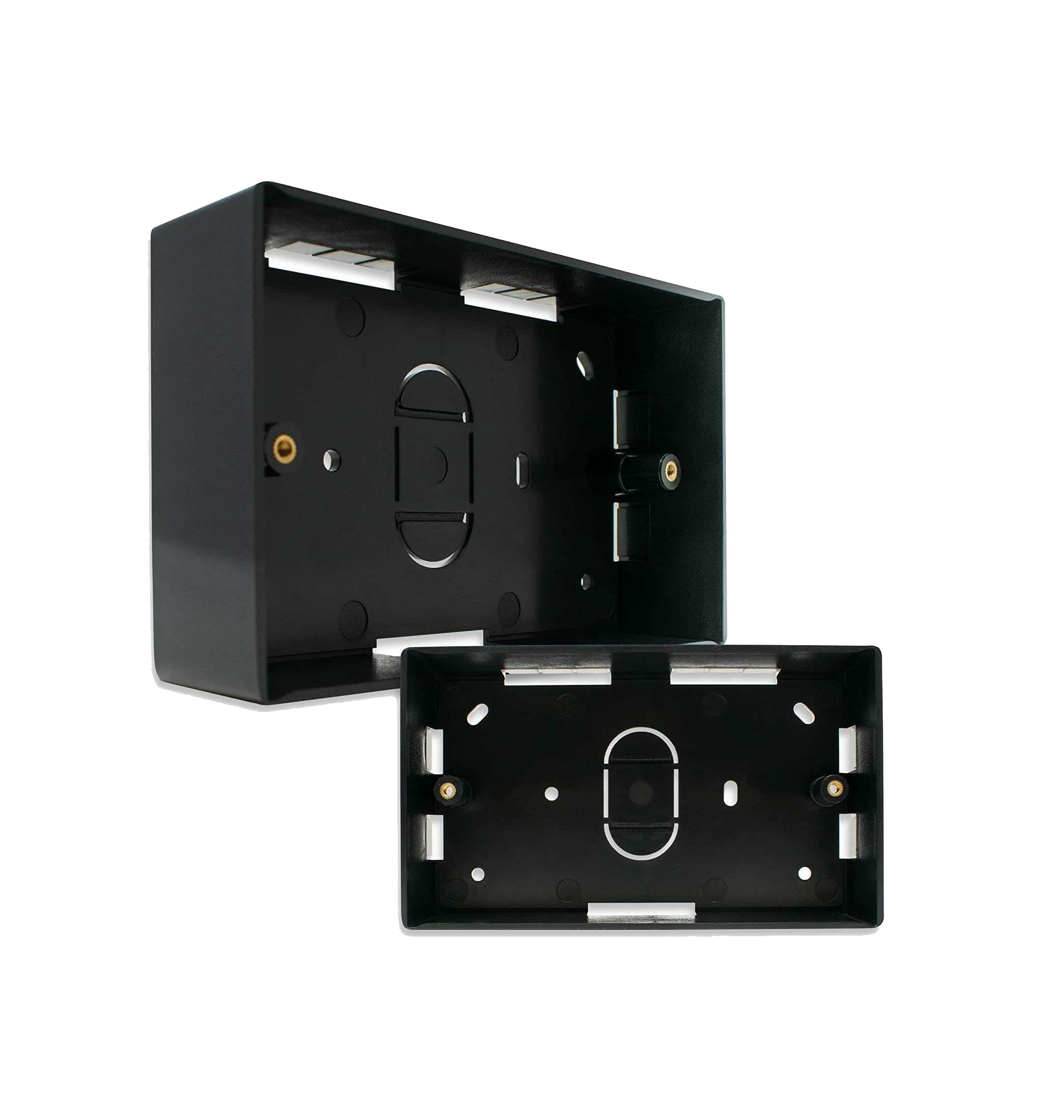 Durable Black 2-Gang Back Box – Universal Pattress Box for Electrical Fittings, Flush Mount & Surface Installations