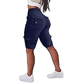 Flamingals Biker Capris Leggings for Women High Waist Cargo Athletic Capris Butt Lifting Workout Yoga Leggings