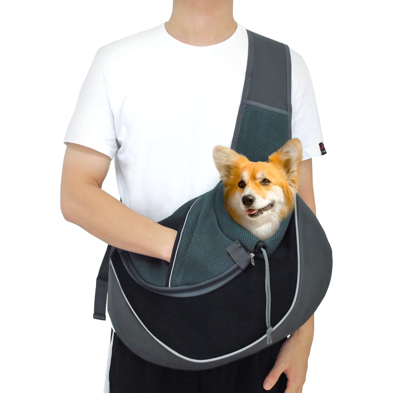 COLORSPRING Pet Dog Cat Sling Carrier Bag Puppy Shoulder Carry Bag Hands Free with Adjustable Shoulder Strap Pet Travel Carrier Tote Bag with Breathable Mesh Pouch for Outdoor Walking Subway(M）