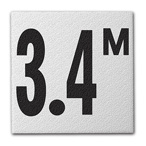 Ceramic Swimming Pool Deck Depth Marker " 3.4 M " Abrasive Non-Slip Finish, 4 inch Font