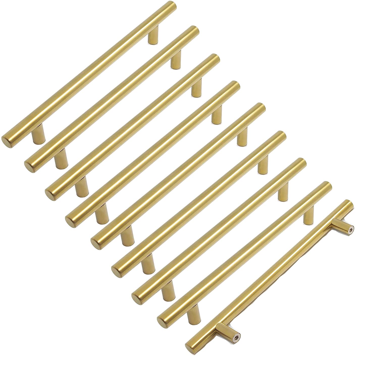 MARGUERASW Gold Stainless Steel Kitchen Cabinet Handle - Hole Spacing 192mm