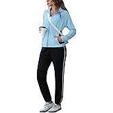 Marvmys Color Block Tracksuit for Women 2 Piece Outfits Fall Sweatsuits Zip Up Jogging Suit Long Sleeve Jogger Lounge Sets