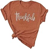 Thanksgiving Shirts for Women Thankful Graphic Casual Short Sleeve Tops