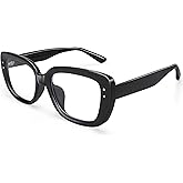 Dollger Big Chunky Blue Light Blocking Glasses for Women Men Trendy Large Rectangle Thick Frame Anti Bluelight Glasses