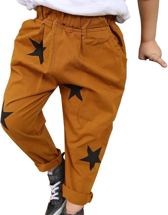Amazon Fevon ロングパンツ 子供 春秋 長パンツ ズボン 子供服 ウェストゴム 男の子 キッズパンツ ボーイズ ボトムス おしゃれ 星のプリント 長ズボン カジュアル 通園 通学 可愛い ロングパンツ 通販