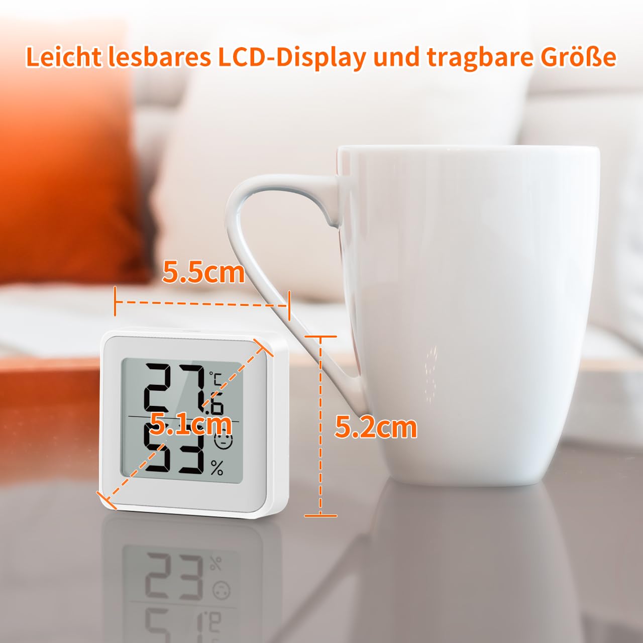 MeesMeek Indoor-Thermometer Feuchtigkeitsmesser-Hygrometer-Monitor mit großem LCD-Digitaldisplay,Komfortanzeige,℃/℉-Umschalter sowie Temperatur-und Feuchtigkeitssensor für Babyzimmer,Treibhaus(2) 5
