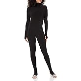 Norma Kamali womens Long Sleeve Slim Fit Turtle Catsuit W/Footie