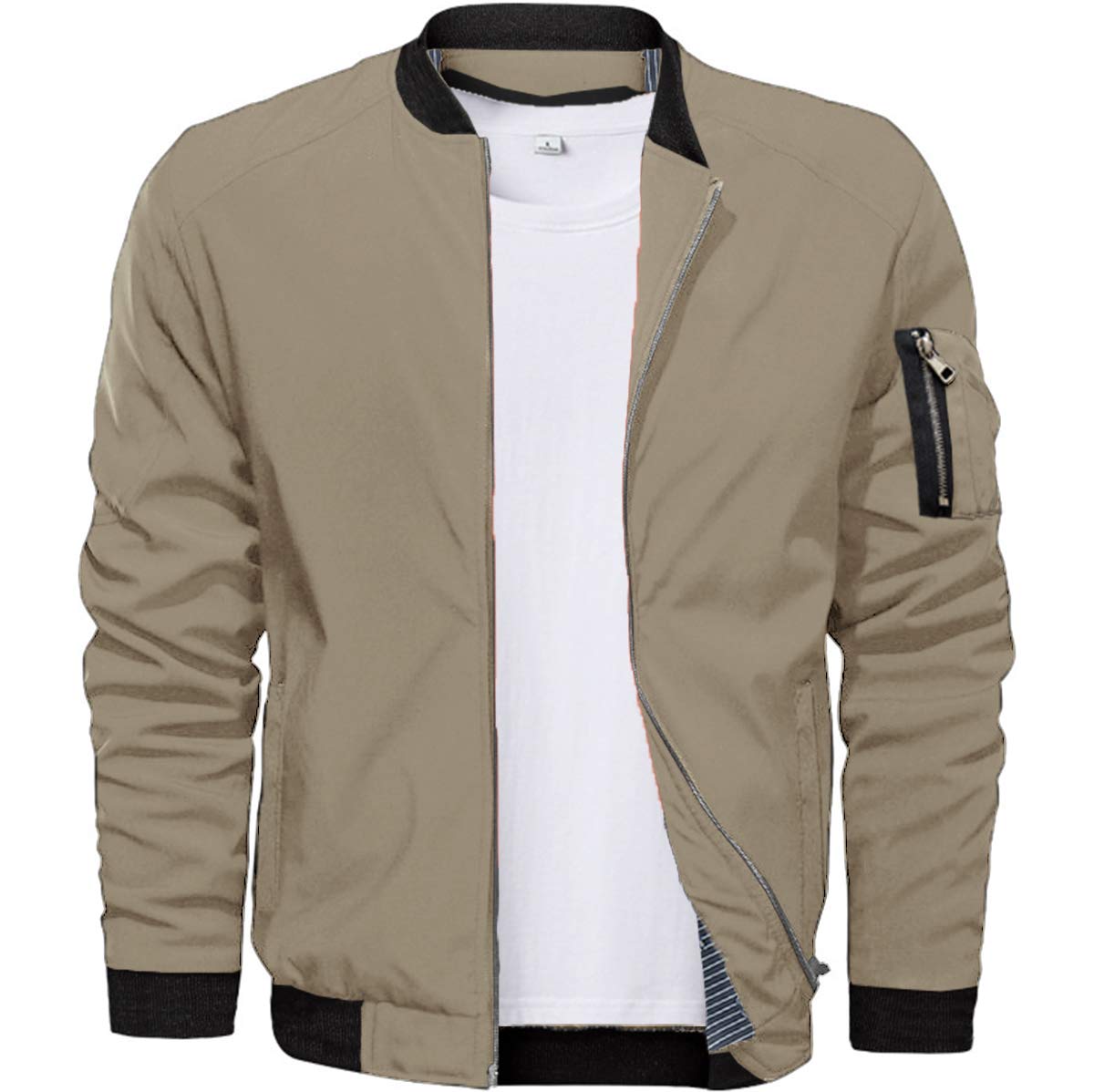Mens Fall Jacket Bomber Jacket Men Softshell Jackets Windproof Jacket Lightweight Jacket for Men Khaki 6XL