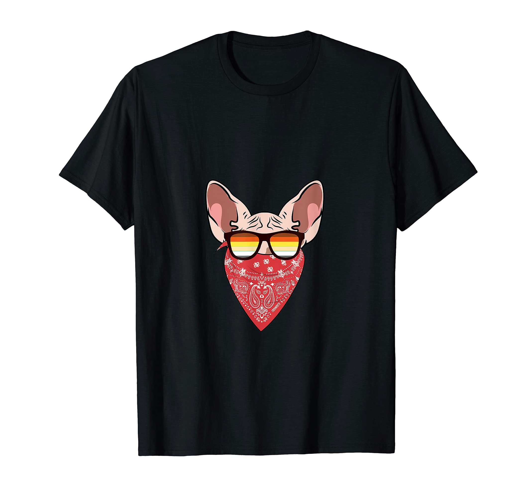 Funny Cute Sphynx Cat Cat In Red Bandana T-Shirt