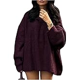 Milumia Women's Oversized Crewneck Knit Sweater Dress Fall Long Sleeve Drop Shoulder Pullover Tops