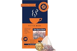 HOTTEA MAMA | Get Up & Glow | Organic Hibiscus Fruit Blend | Caffeine-Free | Antioxidant, Vitamin C | 14 Whole Leaf Biodegradable Tea Bags