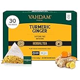 VAHDAM, Turmeric Ginger Herbal Tea Bags (30 Pyramid Tea Bags) Caffeine Free, Non GMO, Gluten Free | 100% Pure Herbal Blend - 