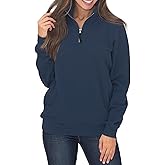 Samefar Womens Warm Cozy High Neck Long Sleeve Solid 1/4 Zip Pullover Sweatshirts with Pockets
