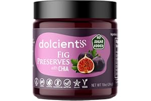 Dolcientis Preserves with Chia Seeds, 100% Natural Sugar Free, Non GMO, Vegan, Gluten Free, Kosher, Preservative Free Jelly, Additive Free, Low Calorie Paleo Friendly, 10oz - 20 Servings (Fig)