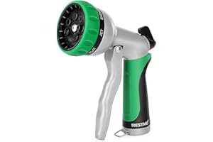 RESTMO Garden Hose Nozzle, Heavy Duty Metal Water Hose Nozzle with 7 Adjustable Spray Patterns, High Pressure Hand Sprayer with Flow Control for Watering Plants & Lawns, Washing Cars & Pets