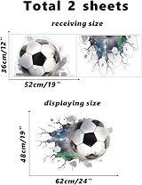 TOARTi 3D Football Wall Stickers for Bedroom Boys Kids PVC Decal view 4