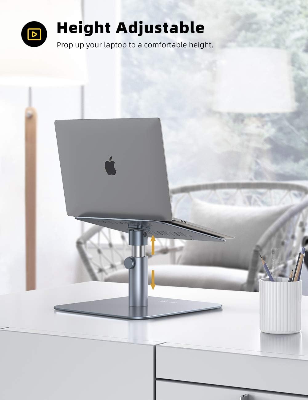 Laptop Stand Adjustable, Lamicall Notebook Holder : Multi-Angle Height Ventilated Laptop Riser for Desk, 360 Rotating, Compatible with MacBook Air Pro, Dell XPS, HP More Notebooks - Gray: Computers & Accessories