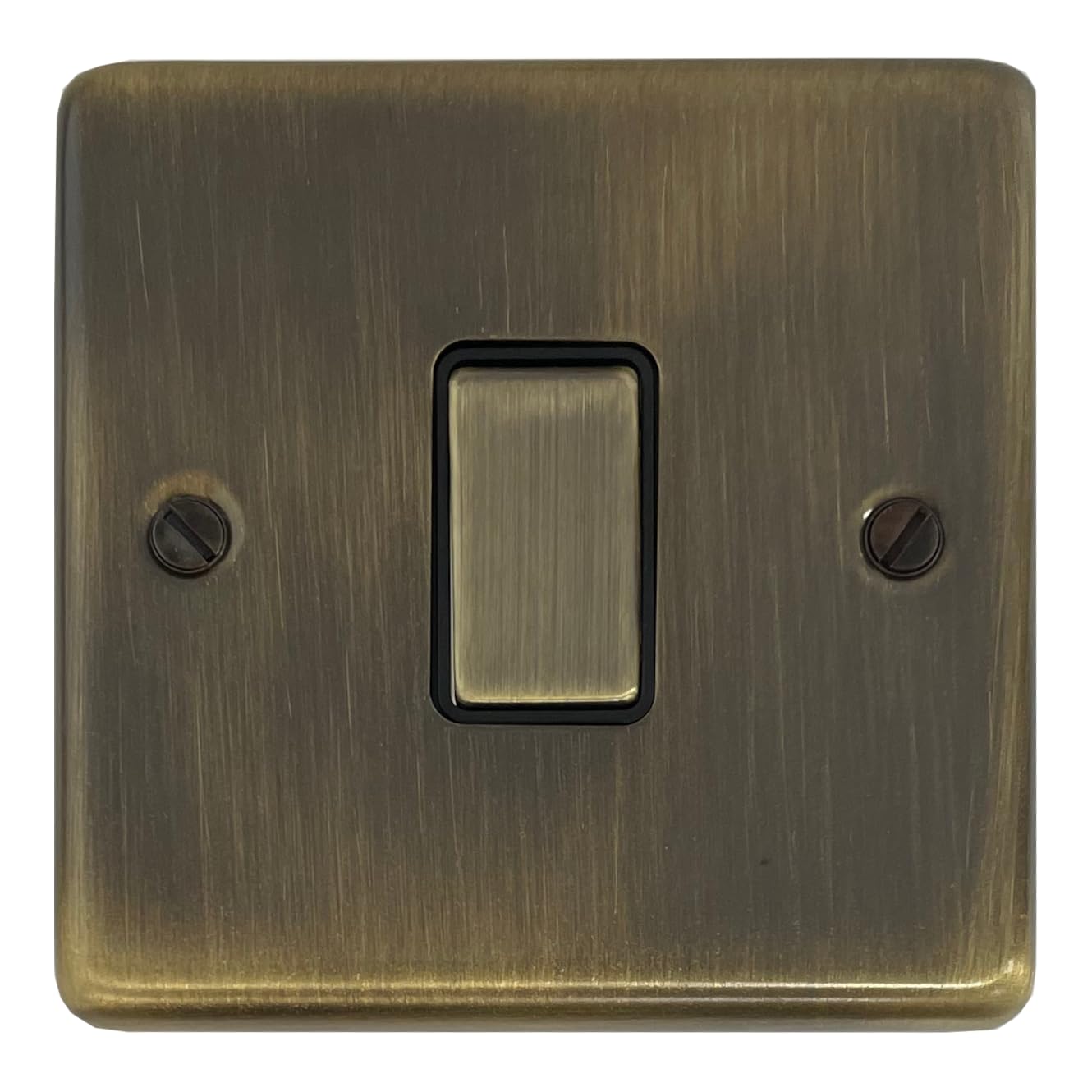 Antique Brass Light Switch - G&H Brassware CAB301 2-Way One Gang - Metal Rocker and Black Inserts