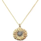 Sunflower Necklace Bronze Charm Gold Filled Chain Handmade Gift