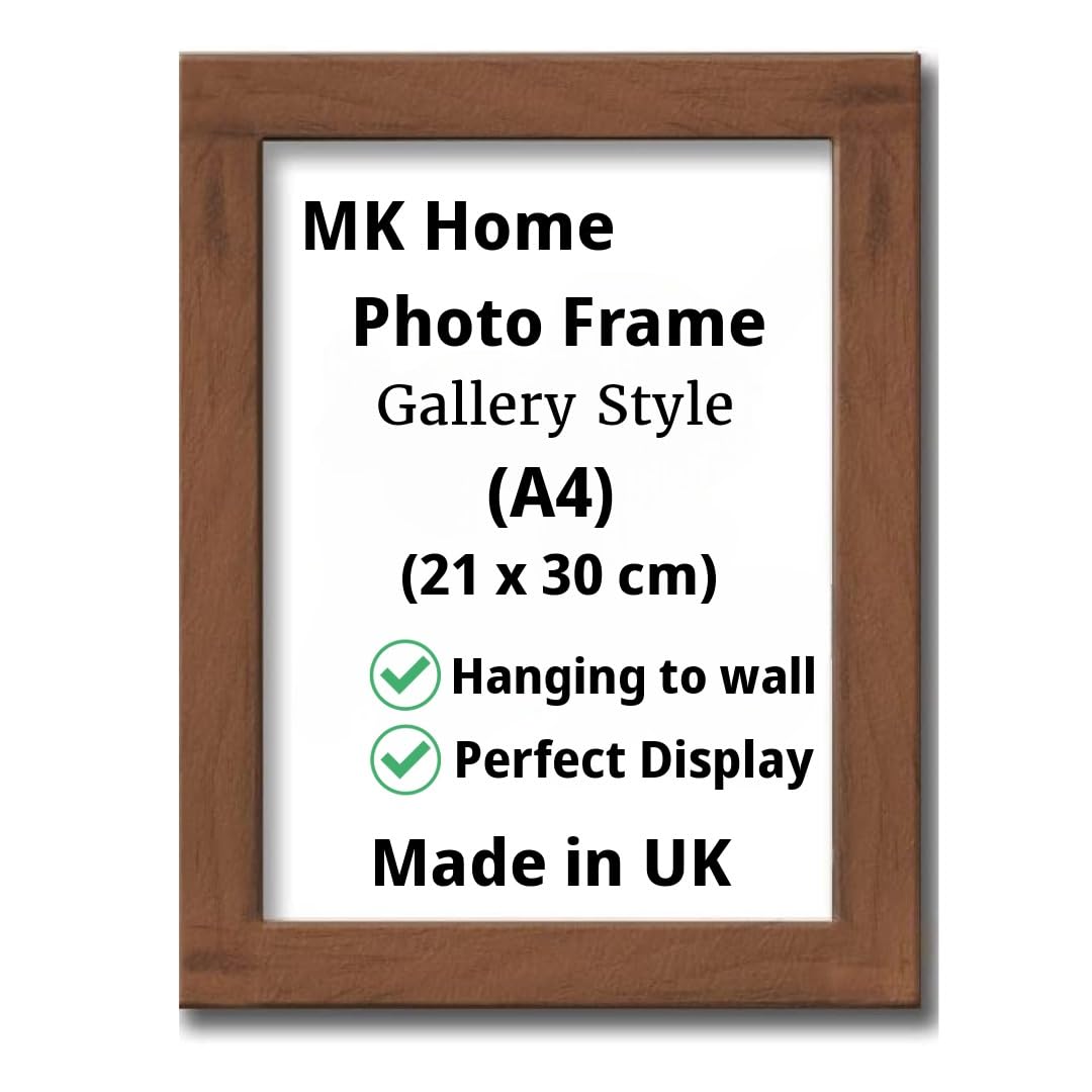 Modern Style MDF Picture Frame A3, A4, A5 Size Poster Home Decoration Photo Frames Freestanding & Wall Mountable Table Top Certificate Document Frames (A4 (21x30 cm), Walnut)