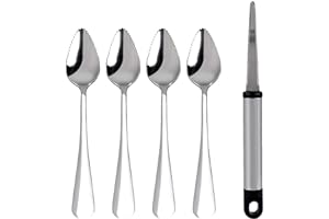 Grapefruit Spoons, JUSTDOLIFE 5 Pack Grapefruit Dessert Spoons Stainless Steel Half Serrated Citrus Fruit Vintage with Grapef