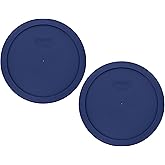 Pyrex 7402-PC (6/7-Cup) Blue Food Storage Lid (2 Pack) - Made in USA | BPA-Free Plastic | Replacement Covers | Round | Fits 7402 Mixing Bowl &amp; 7203 Glass Dish | Reusable | Dishwasher Safe | Secure