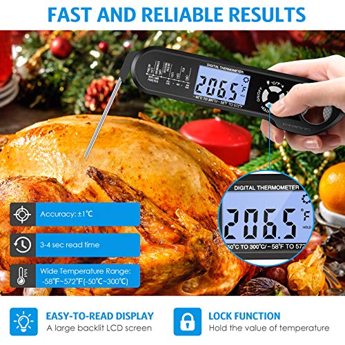 Brifit Meat Thermometer, Dual Probe Oven Safe Leave in Thermometer, Instant Read Food