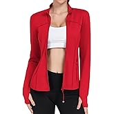 YOKGO Women's Workout Jackets Full Zip Running Yoga Jackets Lightweight Athletic Clothes with Thumb Holes