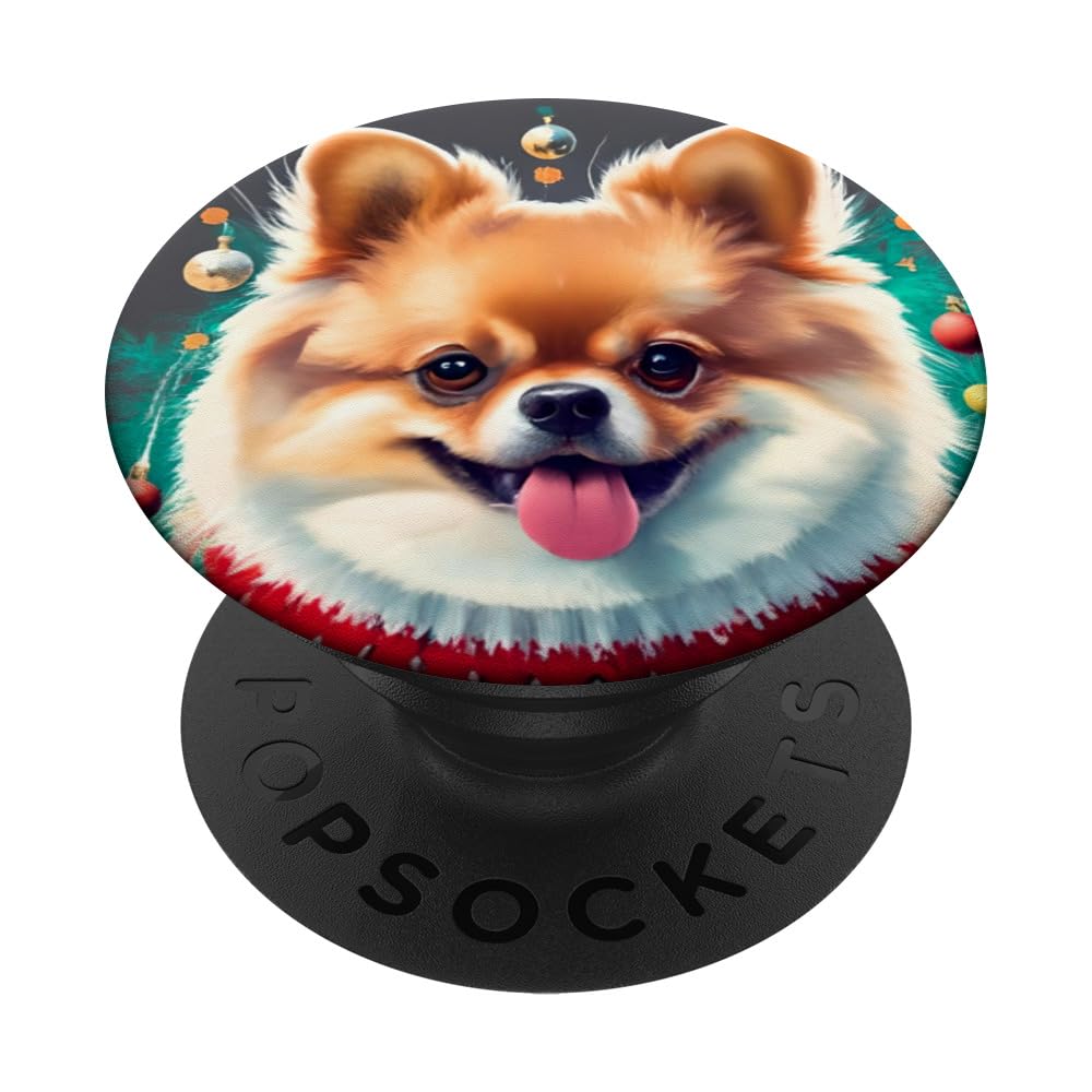 Adorable Pom Christmas Pomeranian Xmas Sipping Coco PopSockets Swappable PopGrip