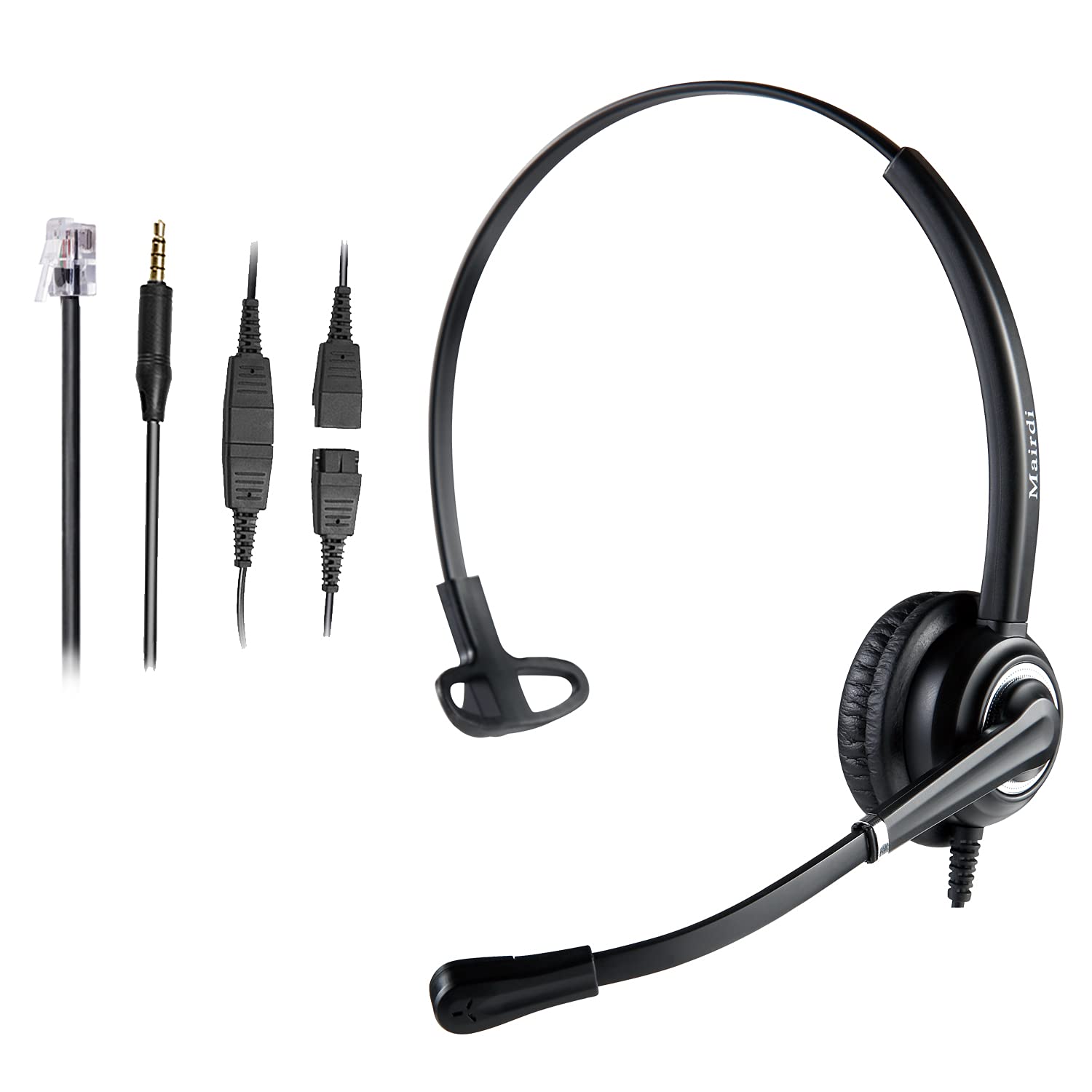 MAIRDI Office Headset with Microphone Noise Canceling, with RJ9 & 3.5mm Jack for Landline Deskphone Cell Phone PC Laptop, Telephone Headset for Call Center Phone, Work for Polycom Avaya Nortel